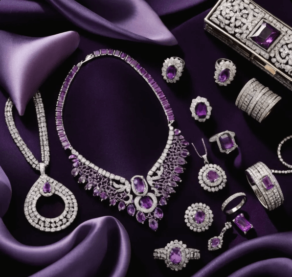Jewelry for purple dress
